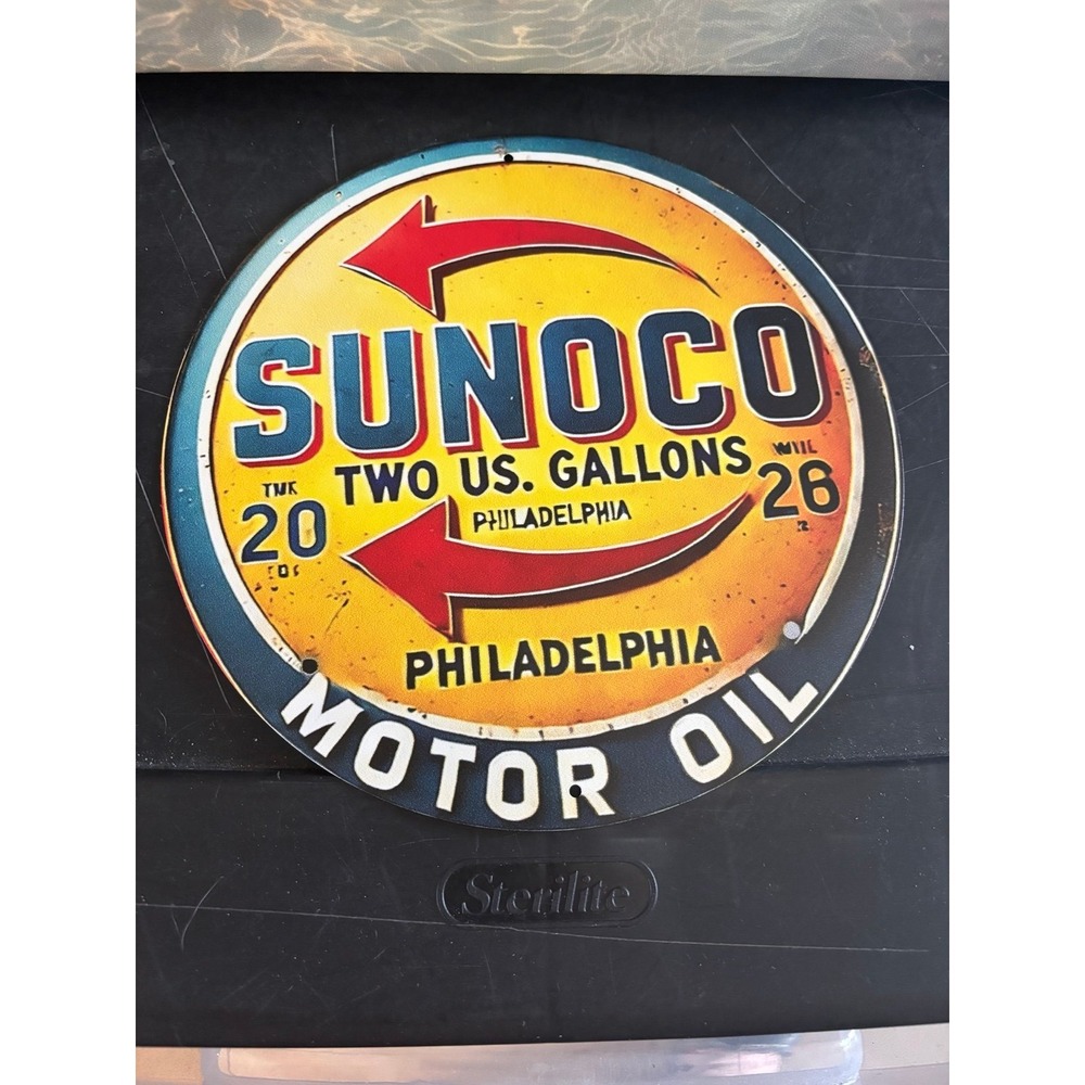 Vintage style Sunoco Motor oil Metal Sign